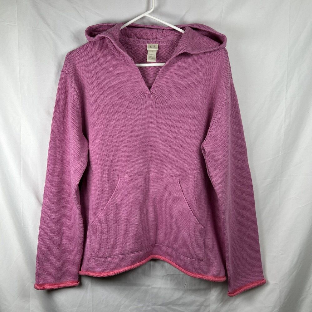 J.Jill Pink Hooded Cotton Sweater Women’s Small Pink Long Sleeve Pullover Hoodie